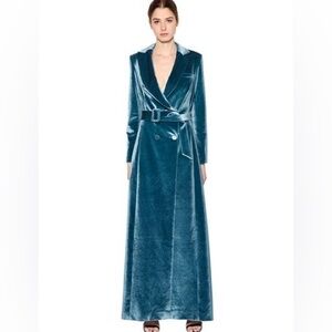 Self-Portrait Teal Velvet Dress Jacket